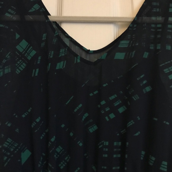 Green and Navy Fit and Flare Dress with Slip - Picture 3 of 6